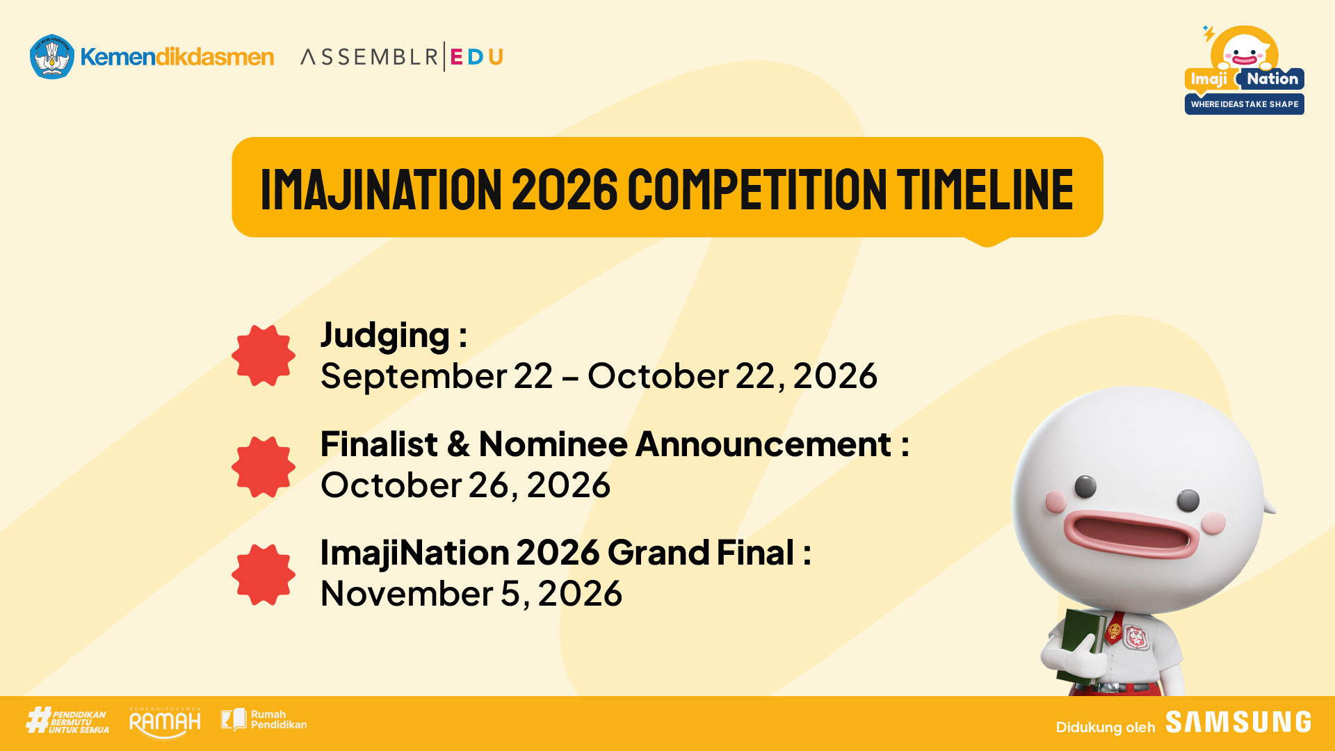 ImajiNation 2026 competition timeline: judging, finalist announcement, and Grand Final